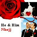 Nhojj - "He and Him" cover art and website link